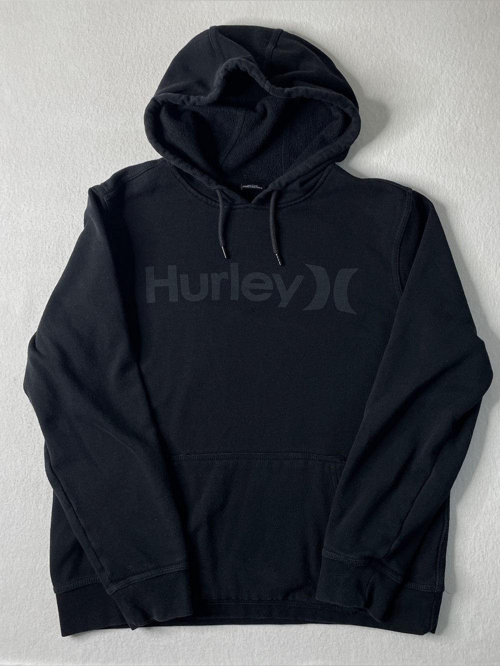 Hurley Hoodie Mens Medium Black Logo Graphic Pullover Skate Surf Indie Y2K